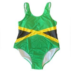 Jamaican Flag One Piece Bathing Suit Swim Suit With Pads Womens Size 17/18 NWT